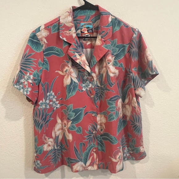 Joe Kealoha Reyn Spooner Hawaiian print V-neck button down size X-Large - Picture 1 of 7